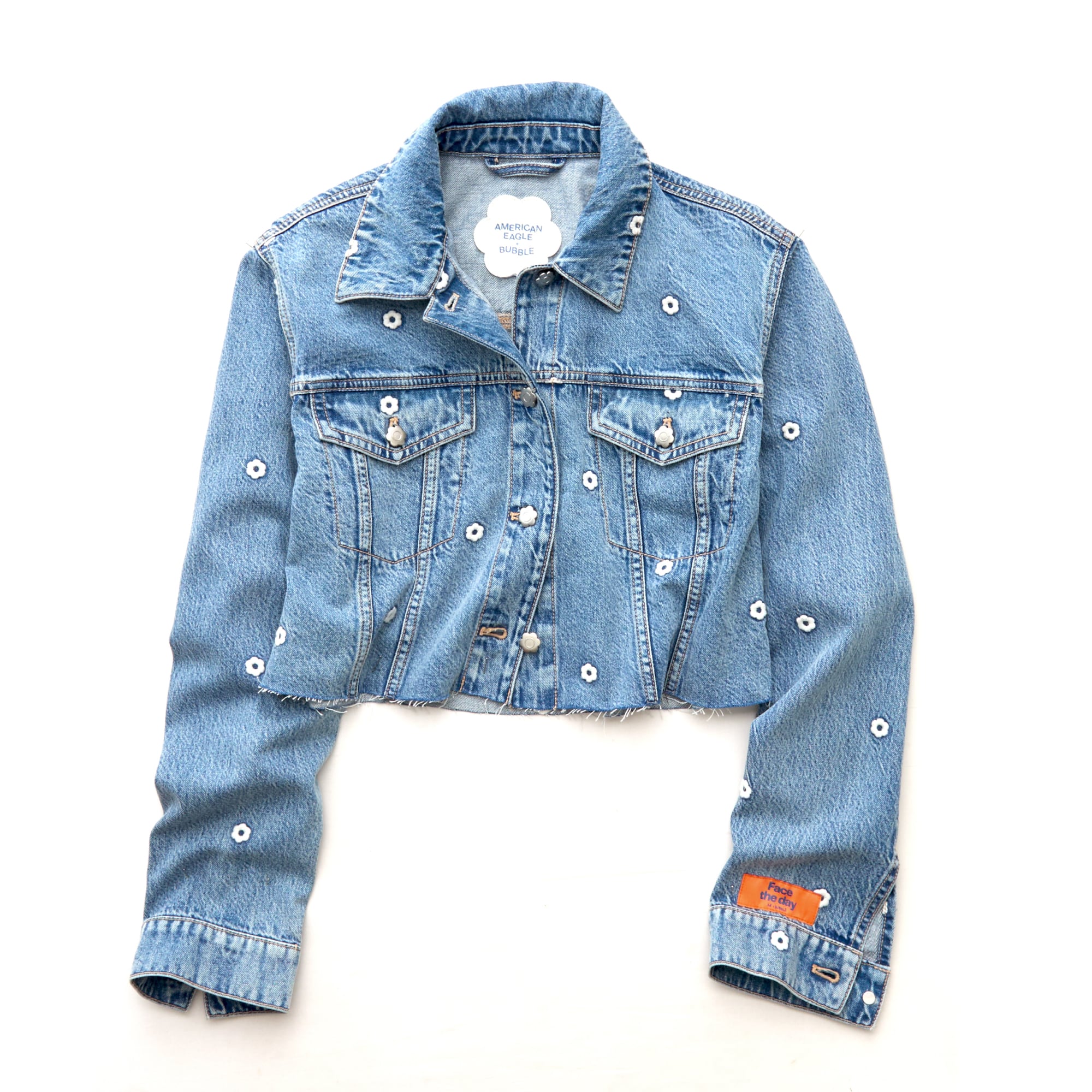 AE x Bubble Embroidered Cropped Denim Jacket