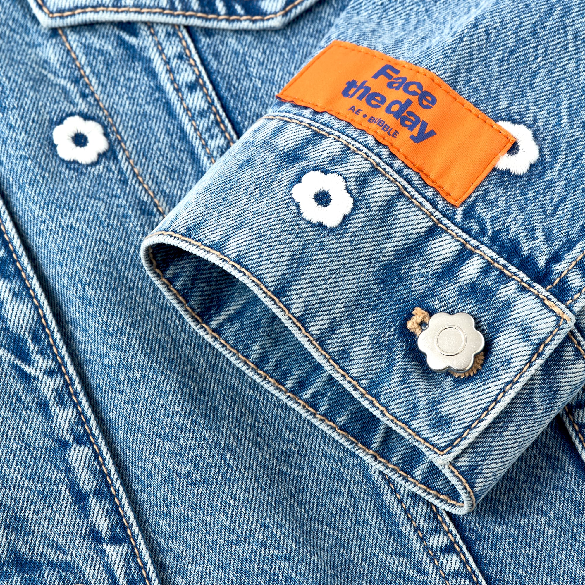 AE x Bubble Embroidered Cropped Denim Jacket